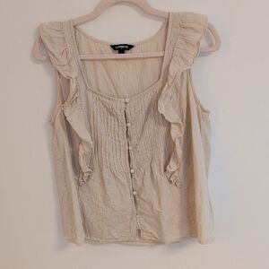 Express Cream Ruffle Button-Front Blouse